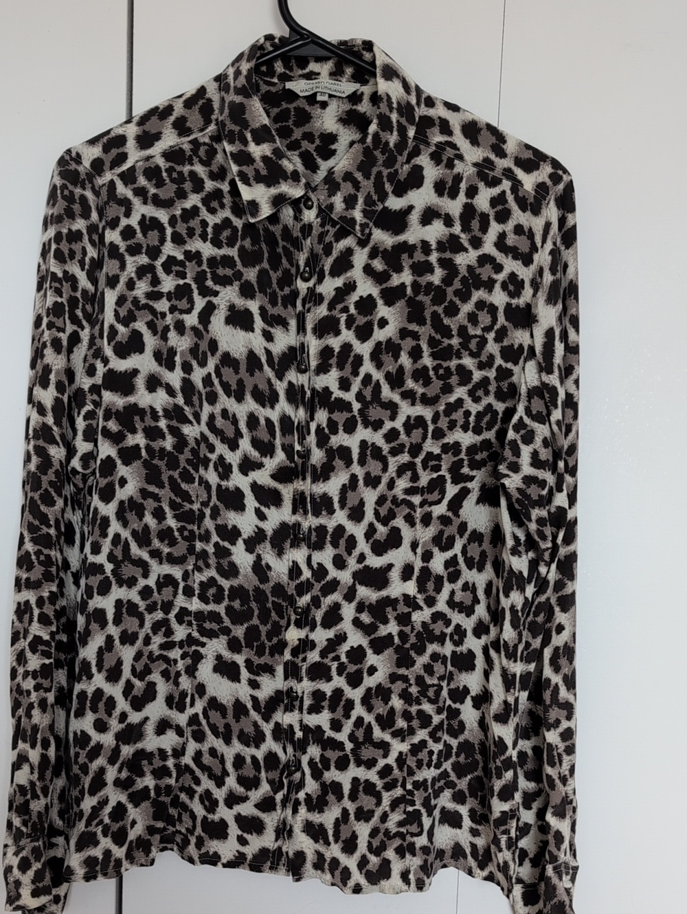 Gerard Darel Silk Leopard-Print Button Front Blouse
